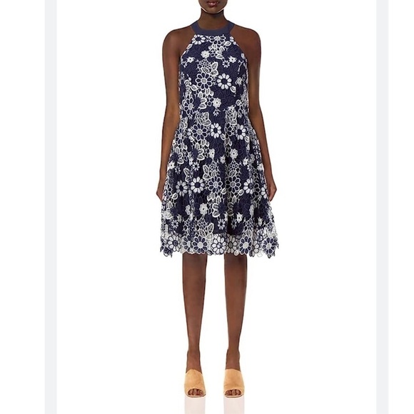 JOA Los Angeles halter lace fit and flare dress - Picture 1 of 6